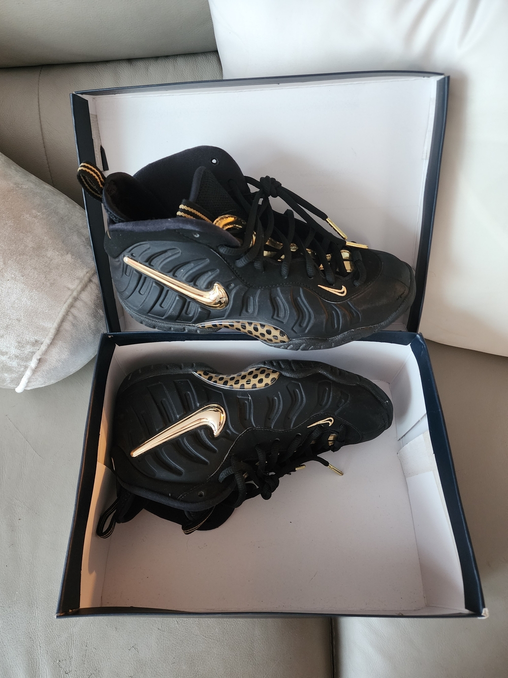 Nike Kids Black Sneakers with Gold Accents